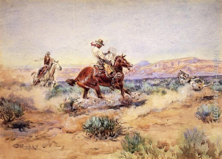 Charles Marion Russell Roping a Wolf